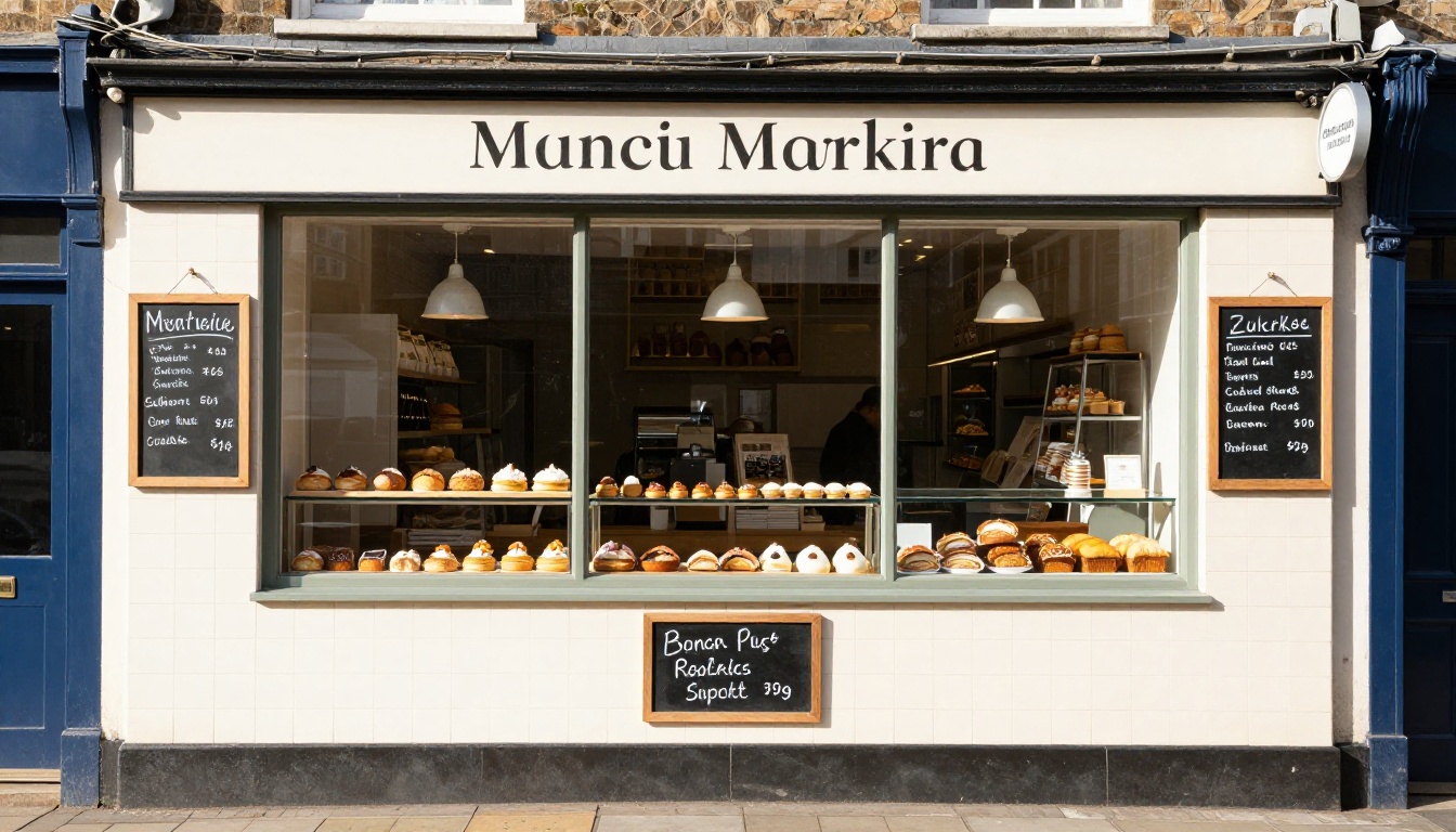 The sunlit tiled front counter at Crumb and Hearth lined with fresh morning pastries