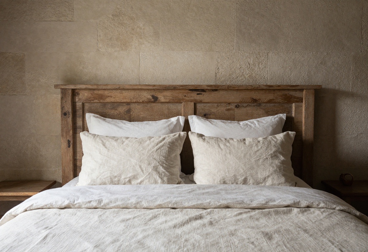 Tactile linen bedding and timber details in a Fellside House king bedroom