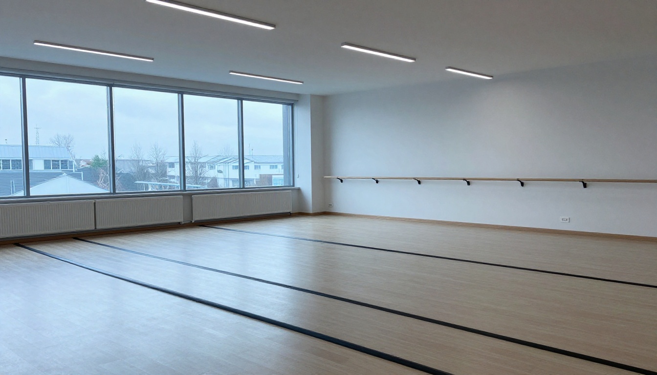 Stride Physio open-plan sports rehabilitation studio in Manchester featuring kinetic tracks and clinical exercise stations